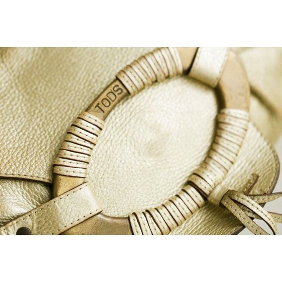 Tod's Vintage Y2K Leather Gold Tone  Oval Large Buckle Shoulder Bag - Picture 7 of 11